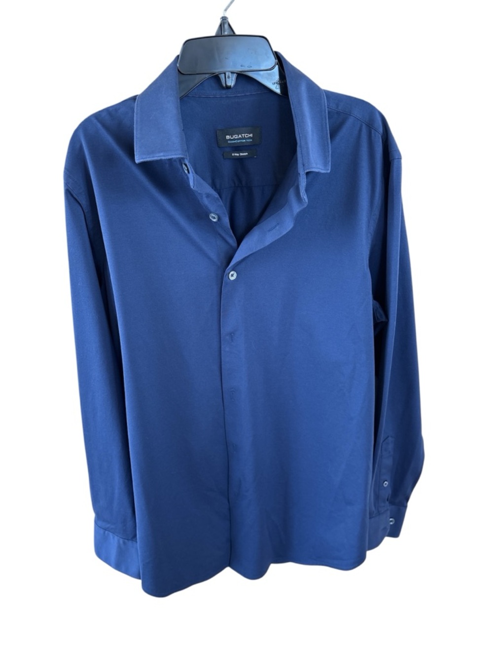 Bugatchi 8 Way Stretch Men's Royal Blue Long Sleeve Dress Shirt-Size M